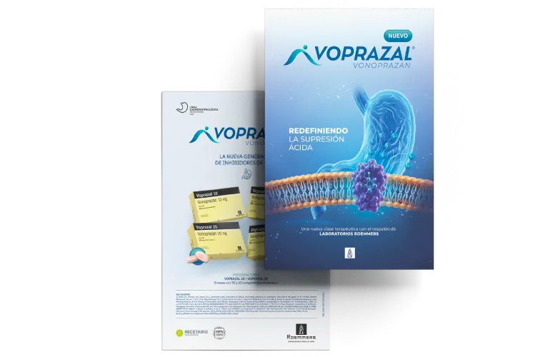 Folleto descriptivo de Voprazal (vonoprazán) de Laboratorios Roemmers